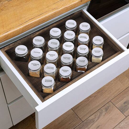 Freestanding Countertop Spice Shelf Holder with 20 Glass Jars